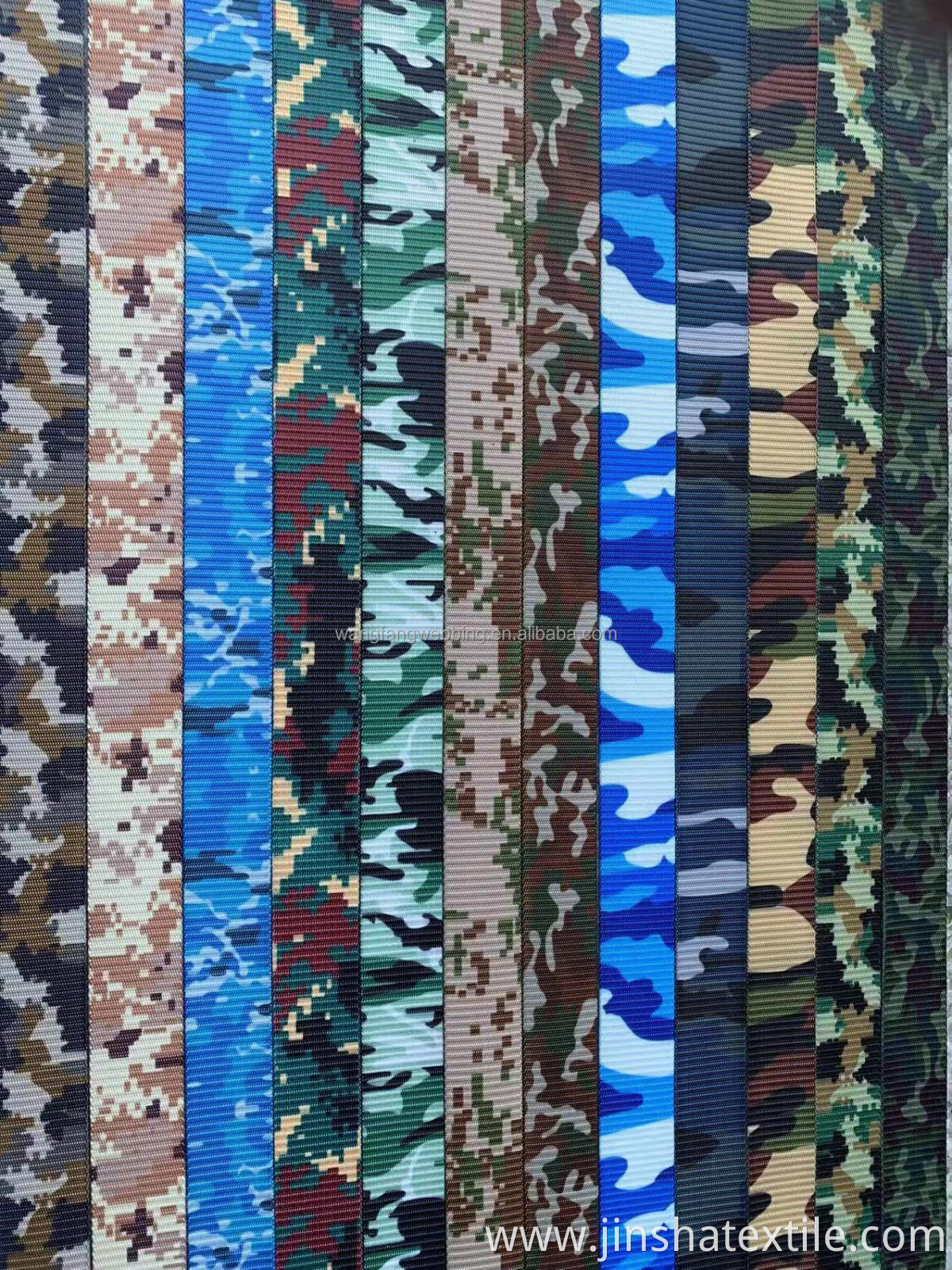 Striped Polyester Heat Transfer Printing printed Webbing Camo Printing Woven nylon Webbing Outdoors military webbing